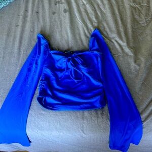 Worm only once. Royal blue long sleeve blouse